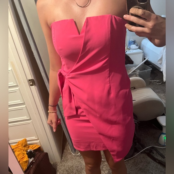 Pink strapless dress with a tie wrap Impeccable Pig - Picture 8 of 10